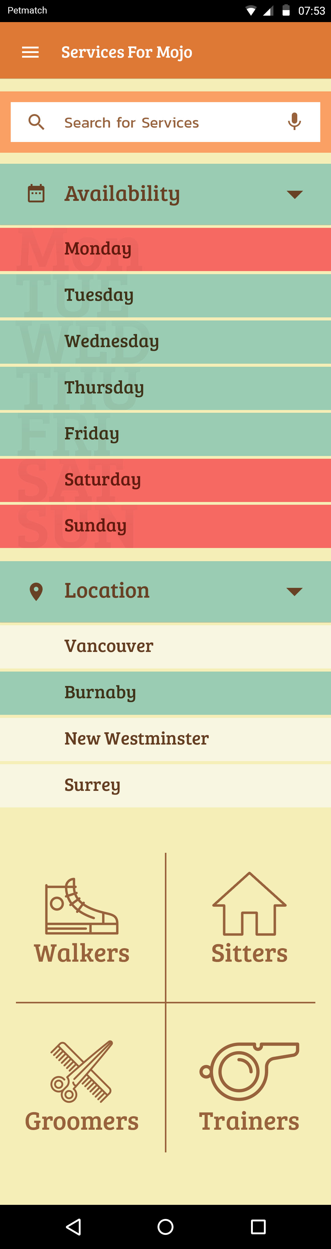 Petmatch Wireframes Version Screen 4