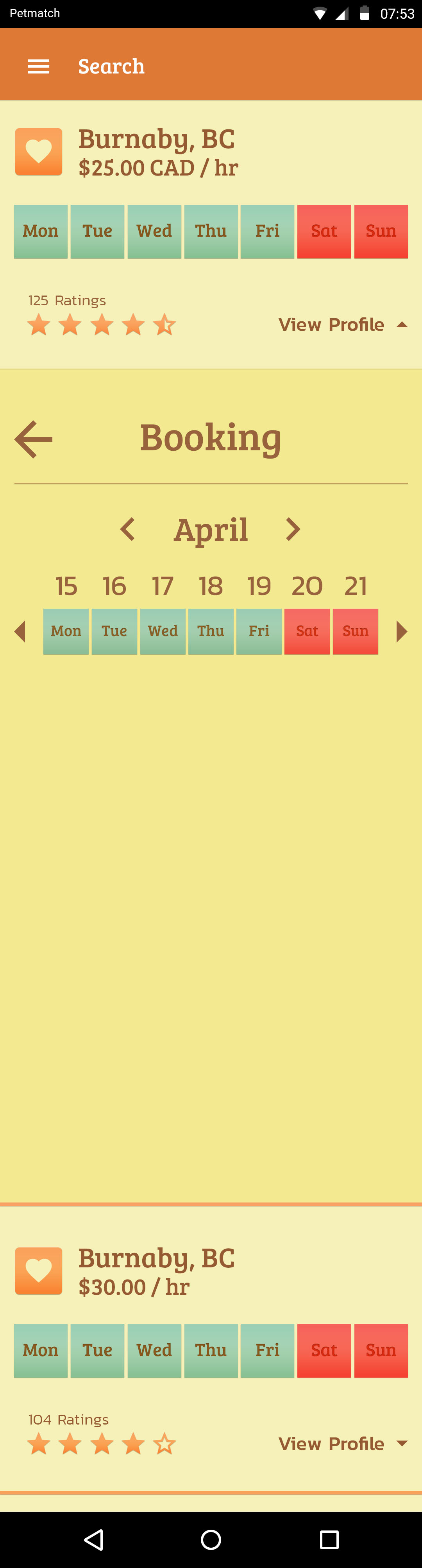 Petmatch Wireframes Version Screen 7