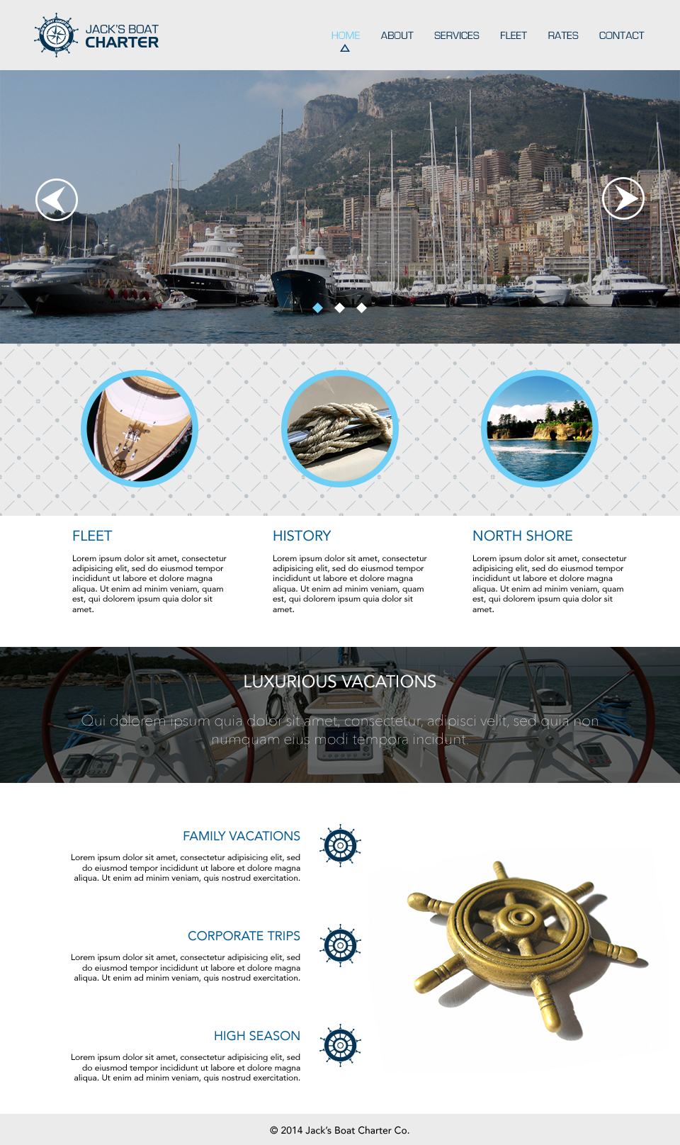 Jack's Boat Charter Desktop Landing Page